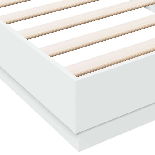 Легло с LED Бяло 80 x 200 cm Инженерна дървесина