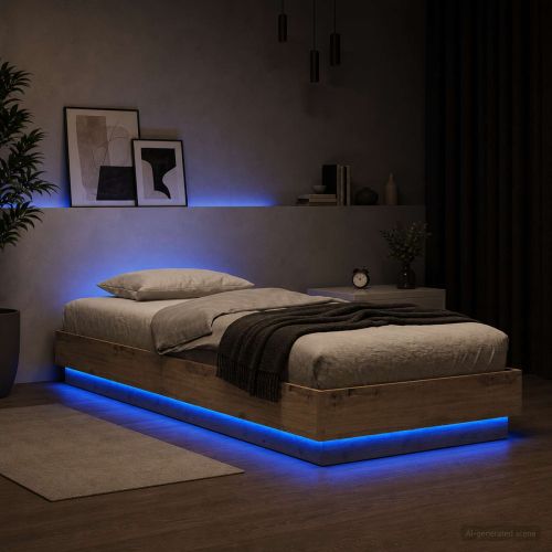 Легло с LED Дъб артизан 80 x 200 cm Инженерна дървесина
