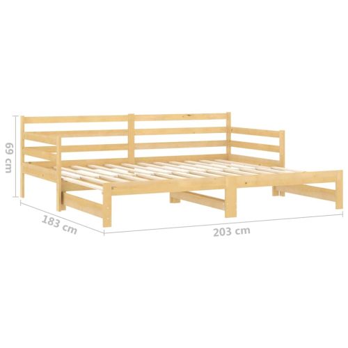 Разтегателно дневно легло, 2x(90x200) см, бор масив