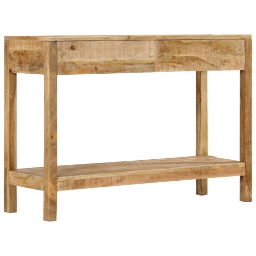 Конзолна маса с 2 чекмеджета, 110x35x75 cм, мангово дърво масив