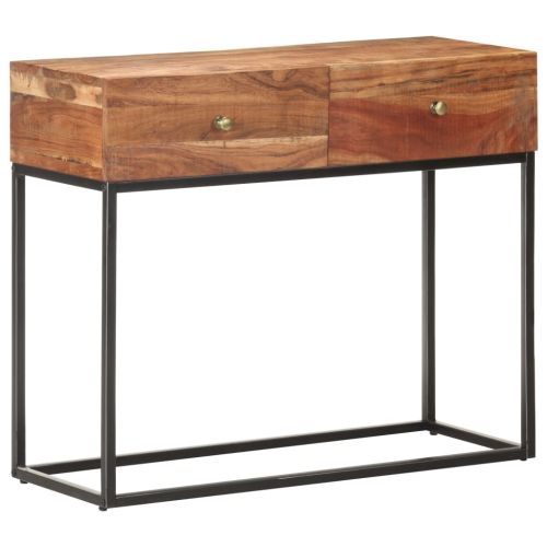 Конзолна маса, сива, 90x35x75 cм, грубо акациево дърво