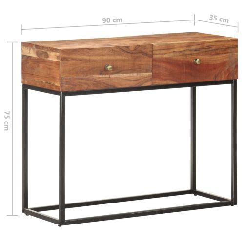 Конзолна маса, сива, 90x35x75 cм, грубо акациево дърво