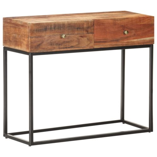 Конзолна маса, сива, 90x35x75 cм, грубо акациево дърво