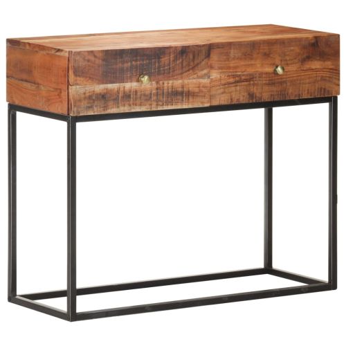 Конзолна маса, сива, 90x35x75 cм, грубо акациево дърво