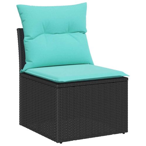 Градински Софа Комплект 5 бр. 4-Брой места Черен и син