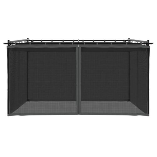 Беседка с мрежести стени, антрацит, 4x3 м, стомана
