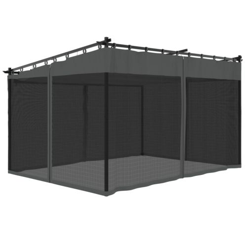 Беседка с мрежести стени, антрацит, 4x3 м, стомана
