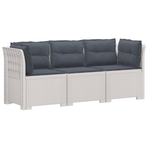 Пейка за градина с Cushions във вид на ратан ПП Бяло