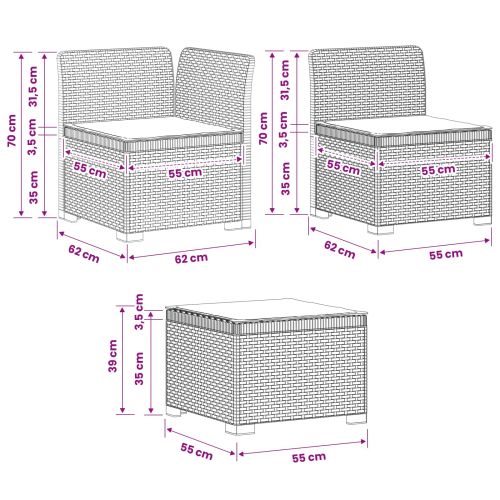 Градинско канапе за 4-ма с възглавници с ратанов вид ПП
