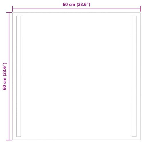 LED огледало за баня Прозрачен 60 x 60 cm закалено стъкло