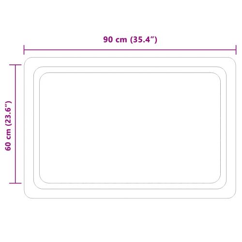 LED огледало за баня Прозрачен 90 x 60 cm закалено стъкло