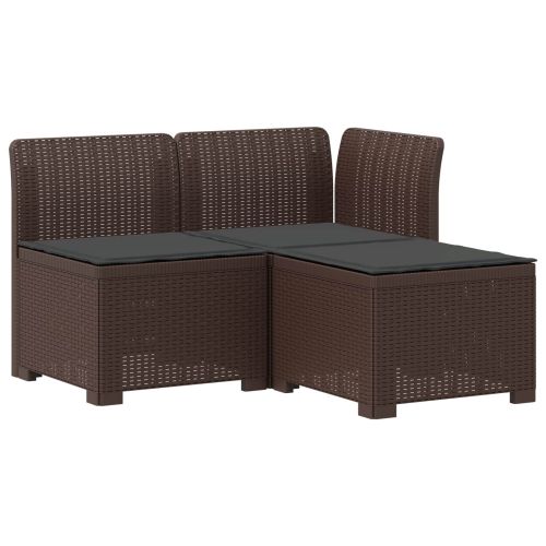 Пейка за градина с Cushions във вид на ратан ПП Кафяво
