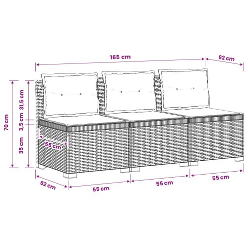 Пейка за градина с Cushions във вид на ратан ПП Антрацит