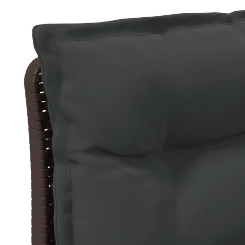 Пейка за градина с Cushions във вид на ратан 3-местен ПП Кафяво
