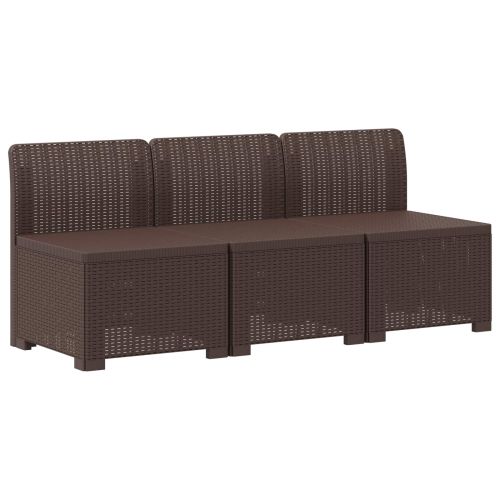 Пейка за градина с Cushions във вид на ратан 3-местен ПП Кафяво