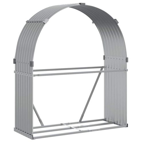 Поставка за дърва, светлосив, 120x45x140см, поцинкована стомана