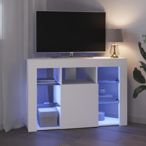 Ъглов кабинет за LED телевизор 100x40x68см Бяло