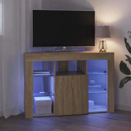 Ъглов кабинет за LED телевизор 100x40x68см Сонома дъб