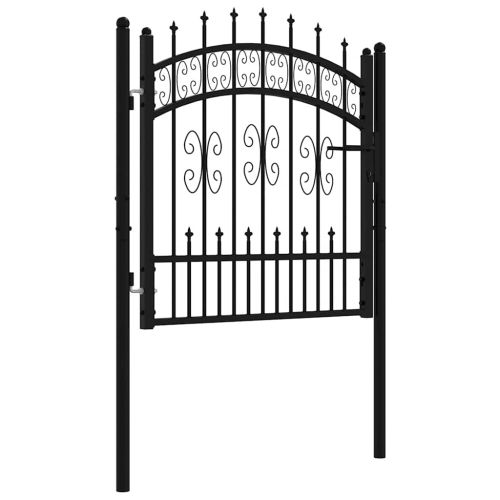 Оградна порта KAMPEN с връх, черна, 103x100 см, стомана