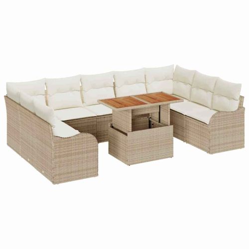 Градински Софа Комплект 10 бр. 9-Брой места бежово и кремаво