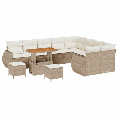 Градински Софа Комплект 12 pcs Бежово полиратан