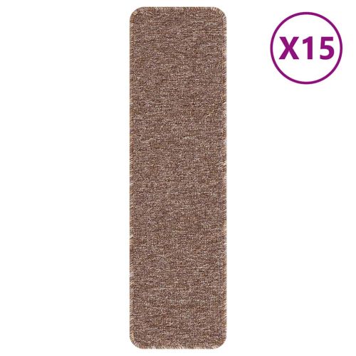 Килимчета против подхлъзване за стълби 15 бр. 75 x 20 cm Кафяво