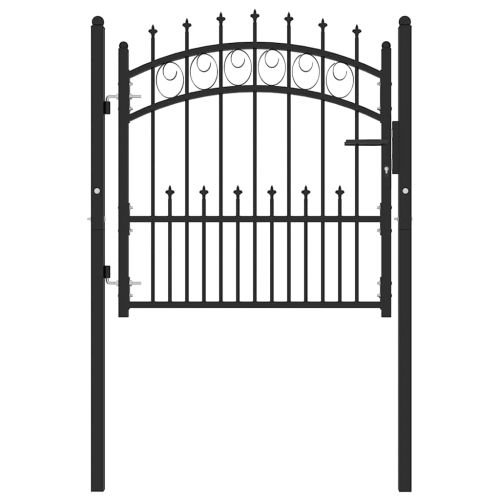 Оградна порта EMMEN с шипове, стомана, 104x87 см, черна