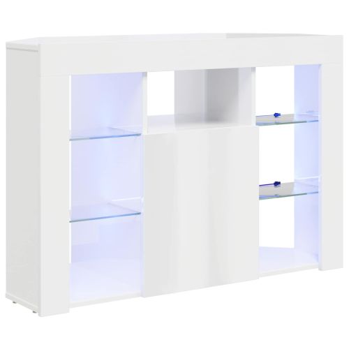 Ъглов кабинет за LED телевизор 100x40x68см Висок гланц бяло