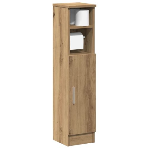 Шкаф за баня с поставка за ролкови дрехи, дъбов, 20,5x22x90 см