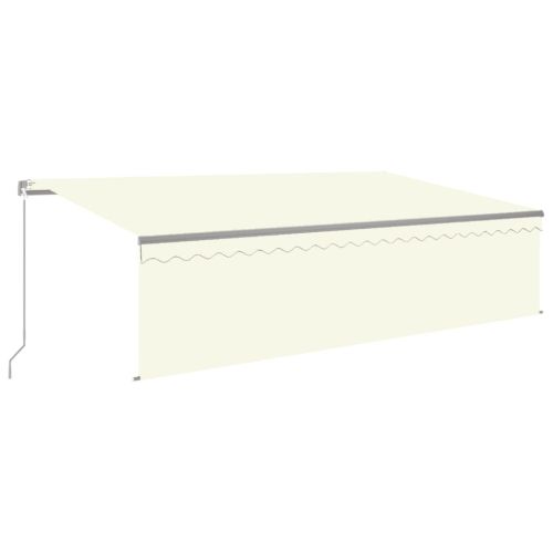 Ръчно прибиращ се сенник с щори и LED, 5x3 м, кремав