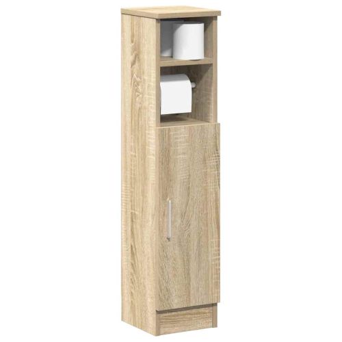 Шкаф за баня с поставка за ролкови дрехи, дъб Сонома, 20,5x22x90 см