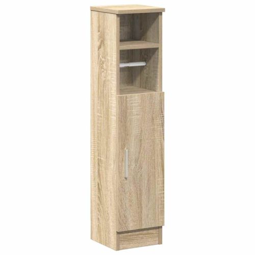Шкаф за баня с поставка за ролкови дрехи, дъб Сонома, 20,5x22x90 см