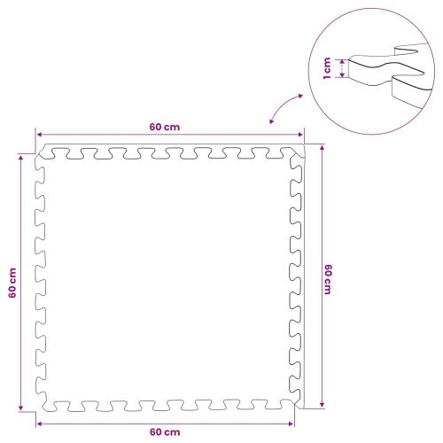 Мокети 12 бр. Сиво 4,32 m² EVA Пяна