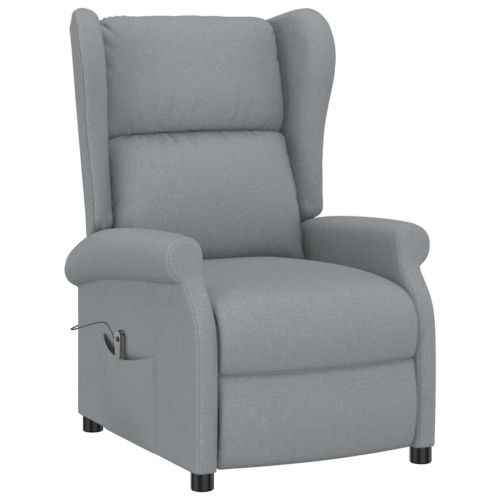 Wingback електрически реклайнер стол, светлосив, текстил