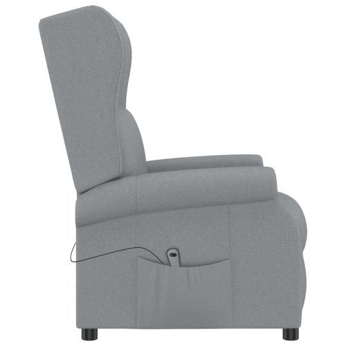 Wingback електрически реклайнер стол, светлосив, текстил