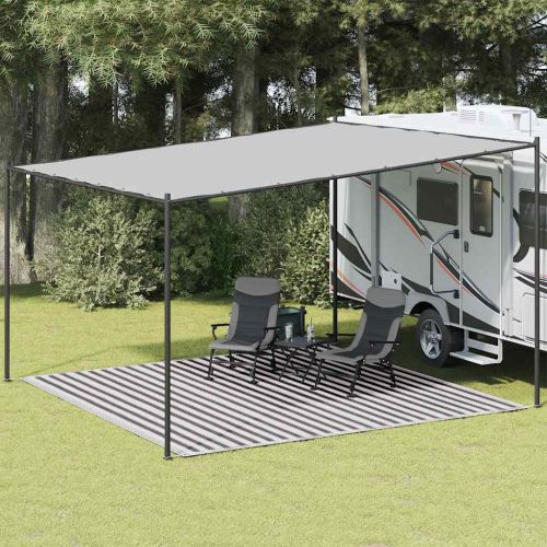 Килим за палатка, антрацит и бяло, 400x400 см, HDPE