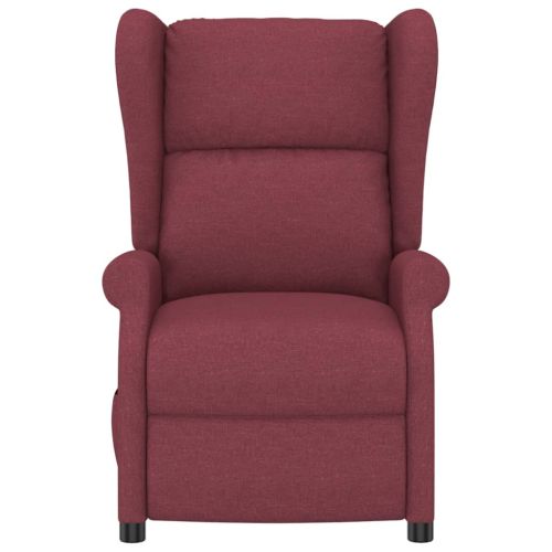 Wingback електрически реклайнер стол, виненочервен, текстил