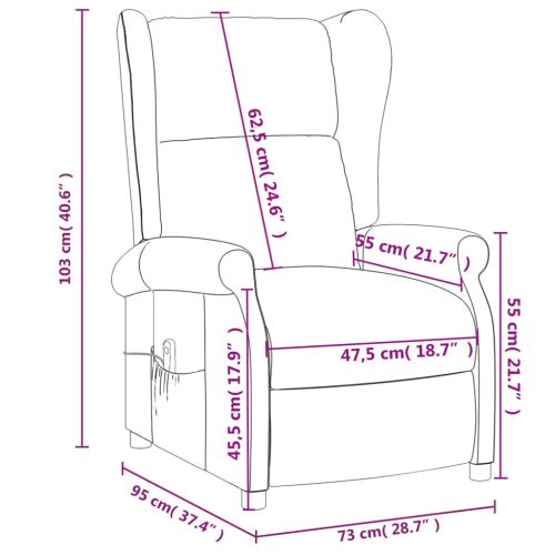 Wingback електрически реклайнер стол, виненочервен, текстил