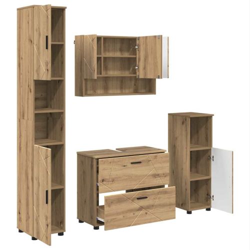 Комплект мебели за баня 4 бр. Дъб 35 x 30 x 192 см