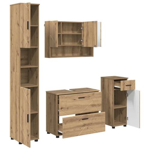 Комплект мебели за баня 4 бр. Дъб 35 x 30 x 192 см