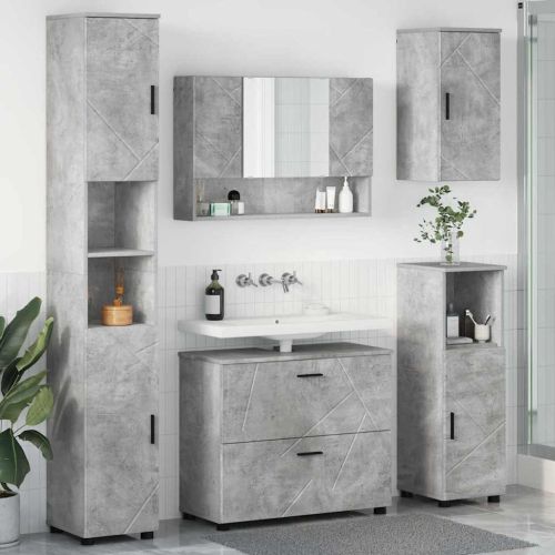 Комплект мебели за баня 5 бр. Циментено сиво 35 x 30 x 192 см