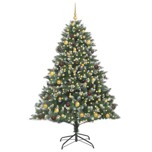 С изкуствено коледно дърво с 300 LED светодиода Зелен 210 cm
