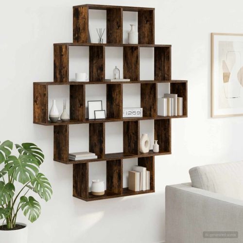 Стенен рафт Опушен дъб 120 x 20 x 136 см Инженерна дървесина