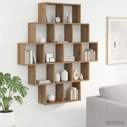 Стенен рафт Дъб артизан 120 x 20 x 136 см Инженерна дървесина