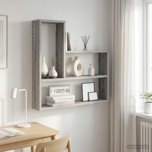 Стенен рафт Сив Сонома 60 x 11 x 60 см Инженерна дървесина