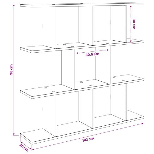 Стенен рафт Дъб артизан 102 x 20 x 96 см Инженерна дървесина