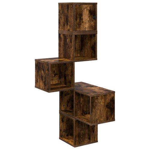 Стенен ъглов рафт Опушен дъб 48 x 48 x 120 см