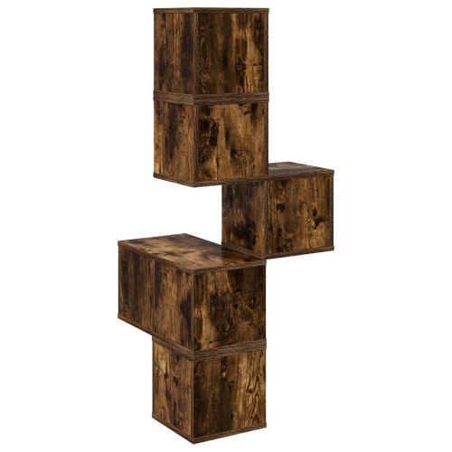 Стенен ъглов рафт Опушен дъб 48 x 48 x 120 см