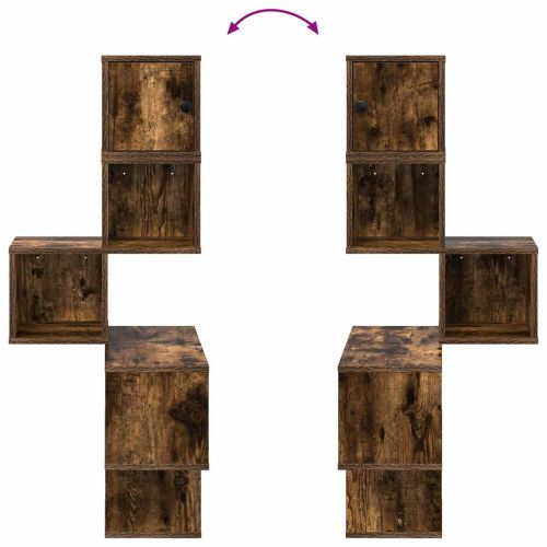 Стенен ъглов рафт Опушен дъб 48 x 48 x 120 см