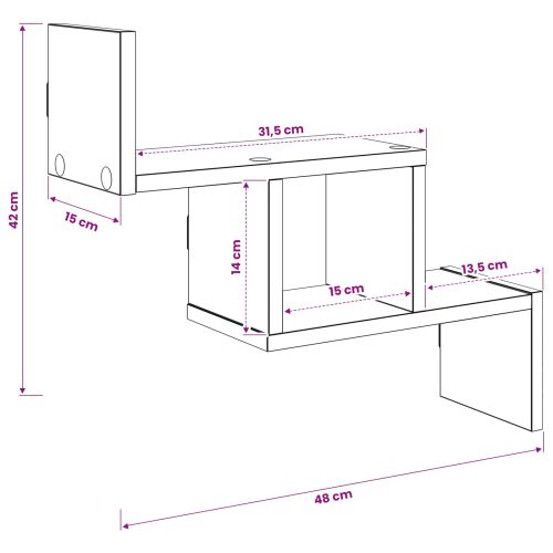 Стенен рафт Опушен дъб 48 x 15 x 42 см Инженерна дървесина